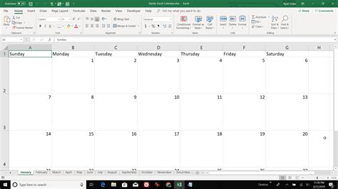 making calendar in excel