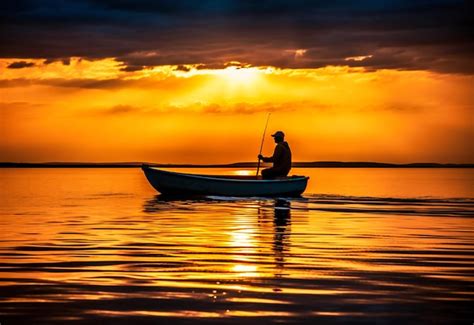 man fishing at sunset