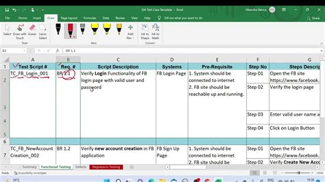 manual test cases sample in excel