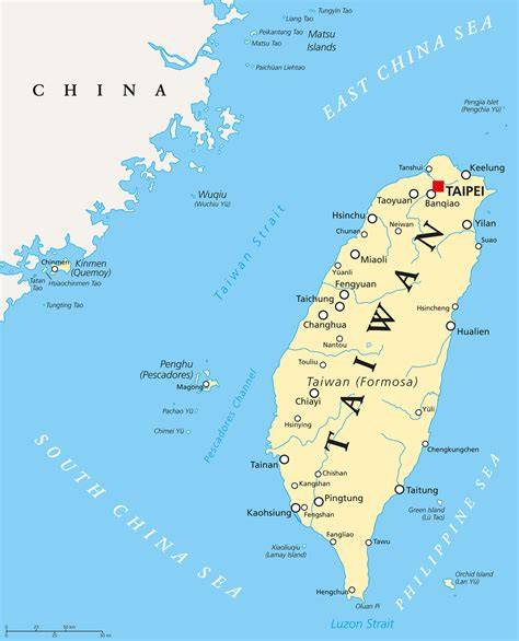 Map of Taiwan and China