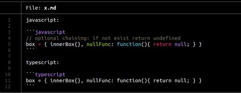 markdown code block typescript