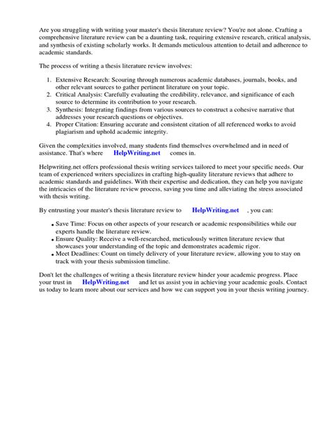 master's dissertation literature review example pdf