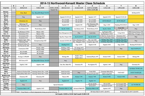 master class schedule template