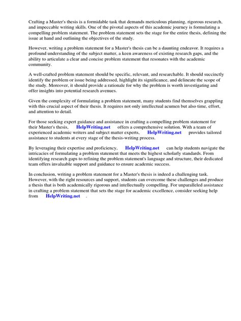 master thesis problem statement example