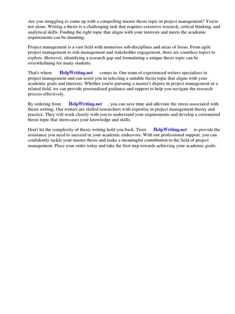 master thesis topics in project management