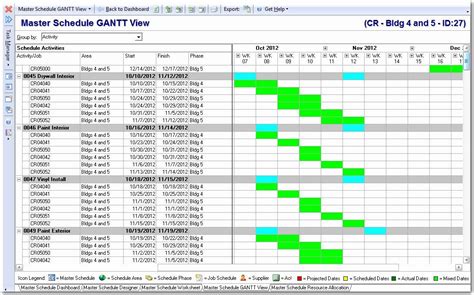 master work schedule template