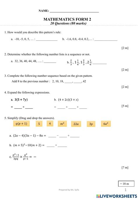 math form 2 chapter 4 exercise