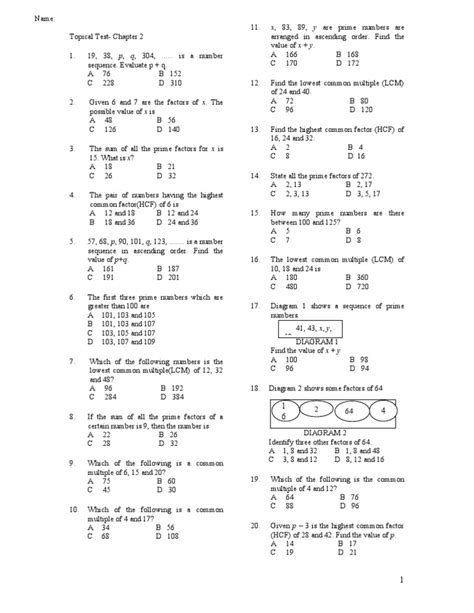 mathematics form 1 chapter 1 quiz