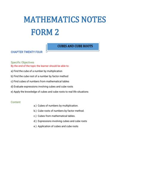 mathematics form 2 chapter 11 notes