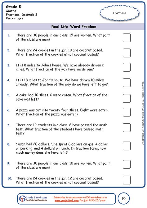 maths worksheet for class 5 word problems with answers