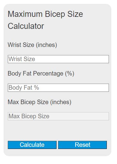 max bicep curl calculator