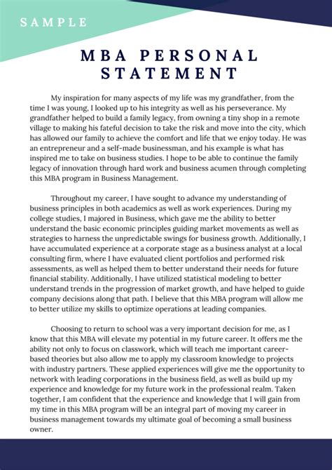 mba personal statement examples reddit
