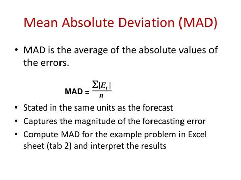 mean absolute deviation forecasting