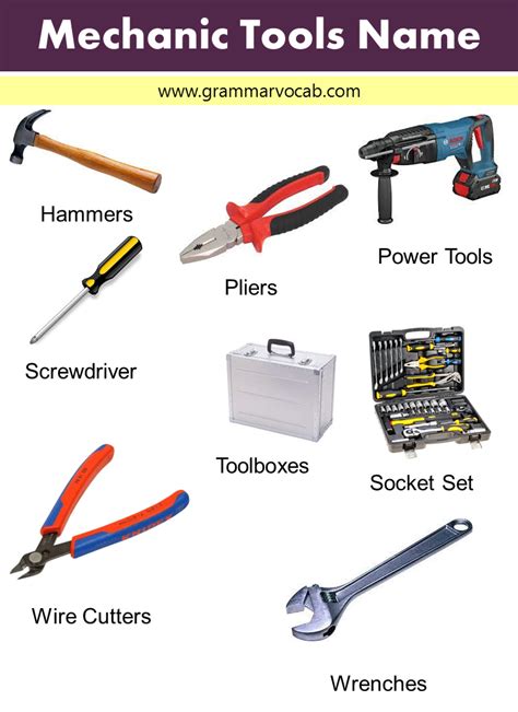 mechanic tools list name