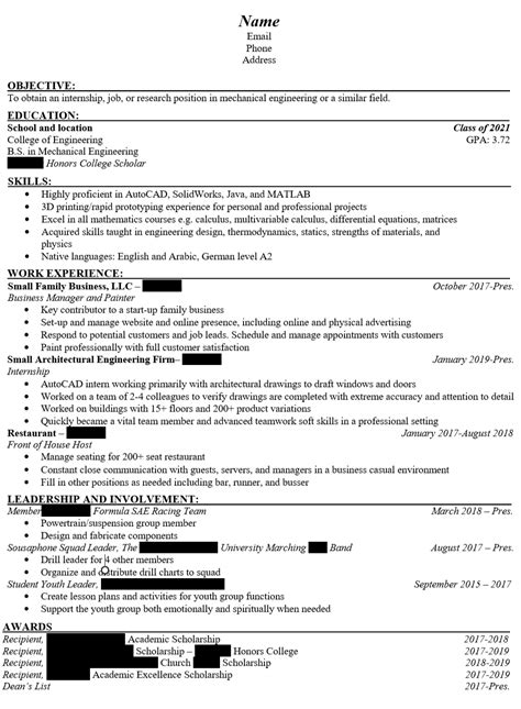mechanical engineering resume examples reddit