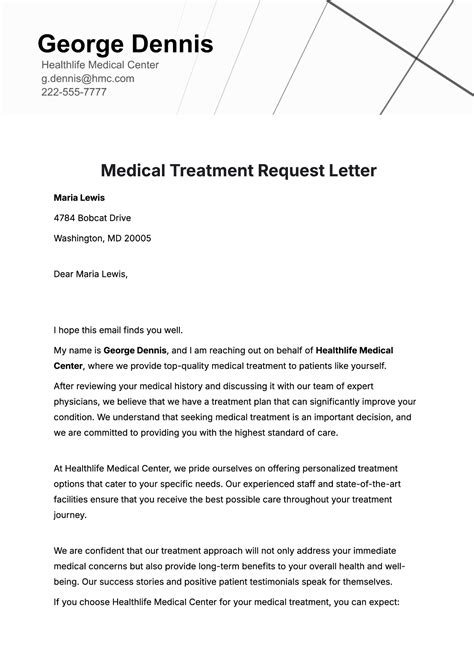 Example of medical request letter