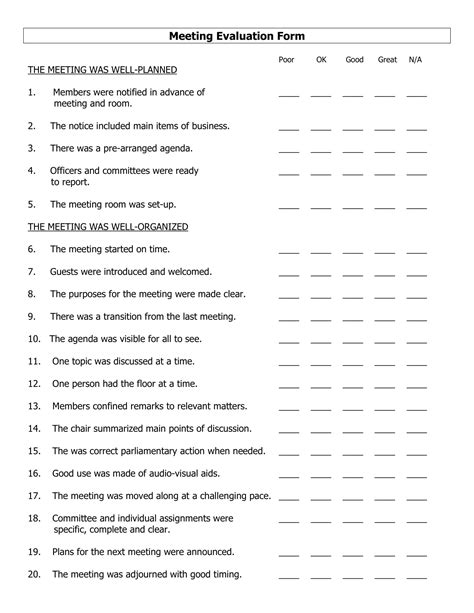 meeting survey questions examples