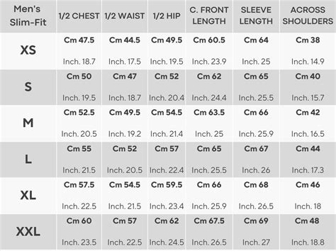 Men S Shirt Size Conversion Chart