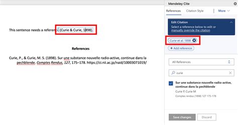 mendeley reference list in word