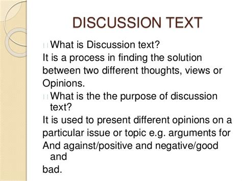 mention and explain the structure of discussion text