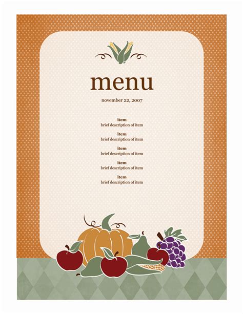 Menu Templates Free