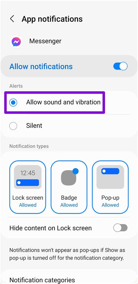 messenger notification sound not working android