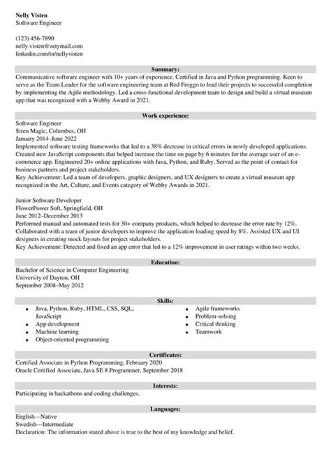 method of cv writing examples