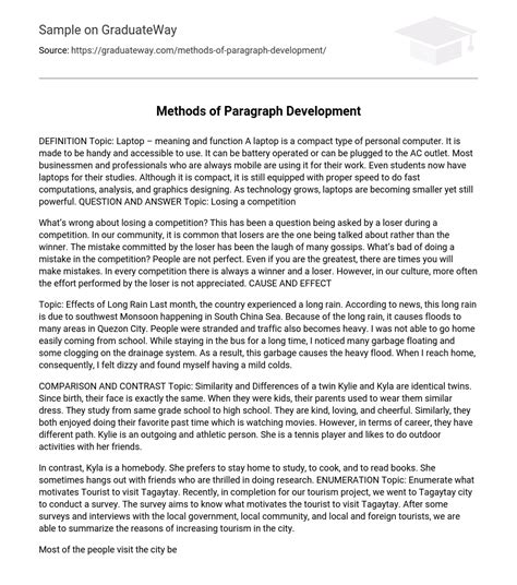 method of paragraph development and example pdf
