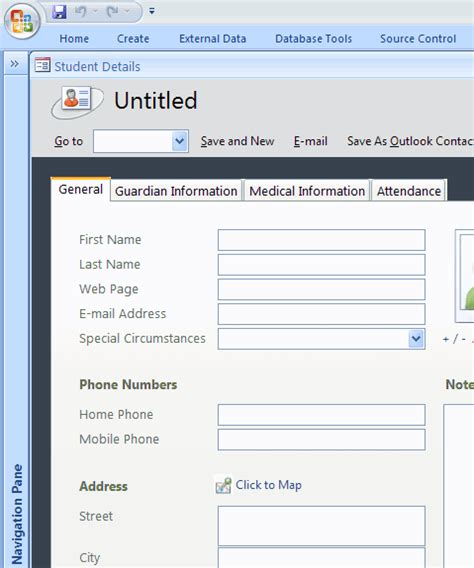 microsoft access database examples for students