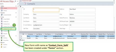 microsoft access form example