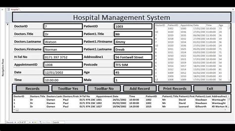 microsoft access hospital database sample
