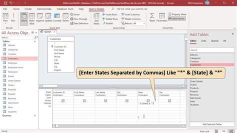 microsoft access parameter query multiple values