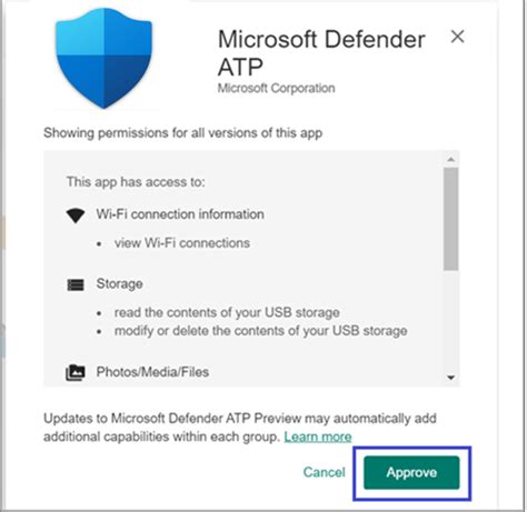microsoft defender android permissions
