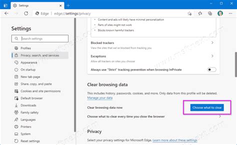 microsoft edge automatically delete history