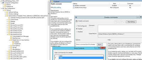 microsoft excel 2016 disable items in user interface custom