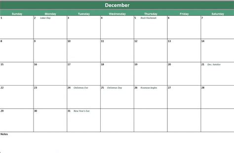 microsoft excel calendar template free