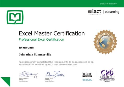 microsoft excel course with certificate