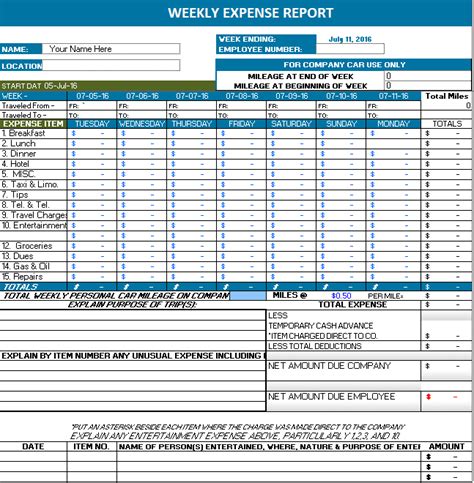 microsoft excel expense report template