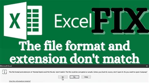 microsoft excel file format and extension don t match