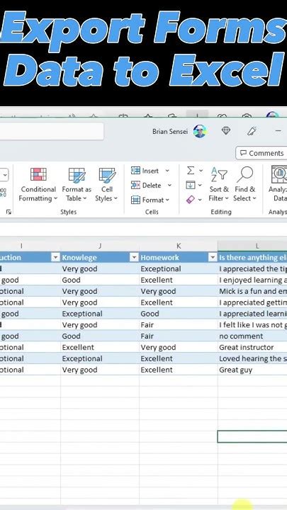 microsoft forms export to excel