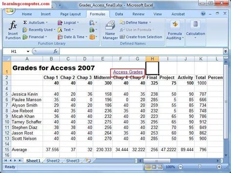 microsoft office excel 2007 formula