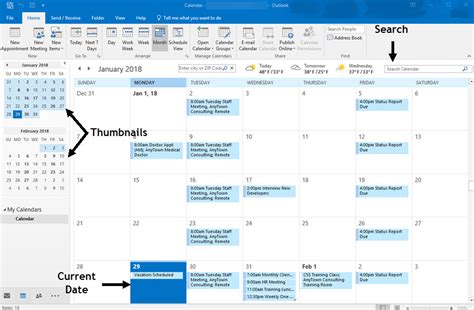 microsoft outlook calendar functions