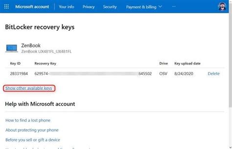 microsoft recovery key not working
