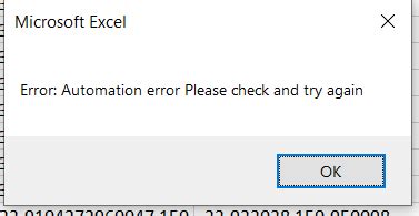 microsoft visual basic for applications automation error excel