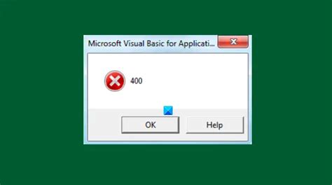 microsoft visual basic for applications error 400 excel 365