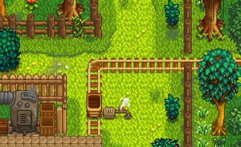 Placing minecart tracks in Stardew Valley