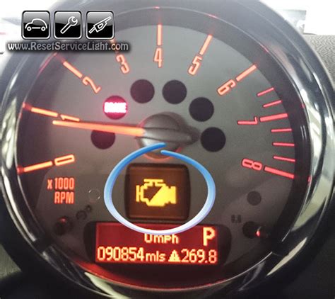 mini check engine warning light