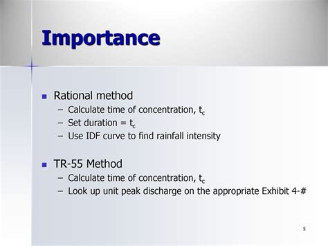 minimum time of concentration rational method