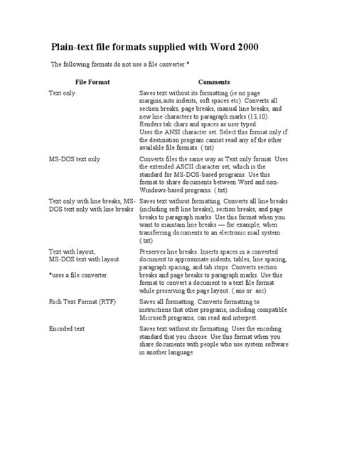 mission plain text file format
