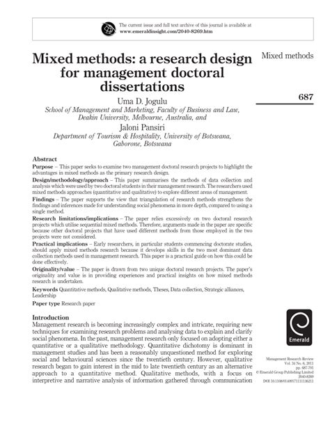 mixed method dissertation sample